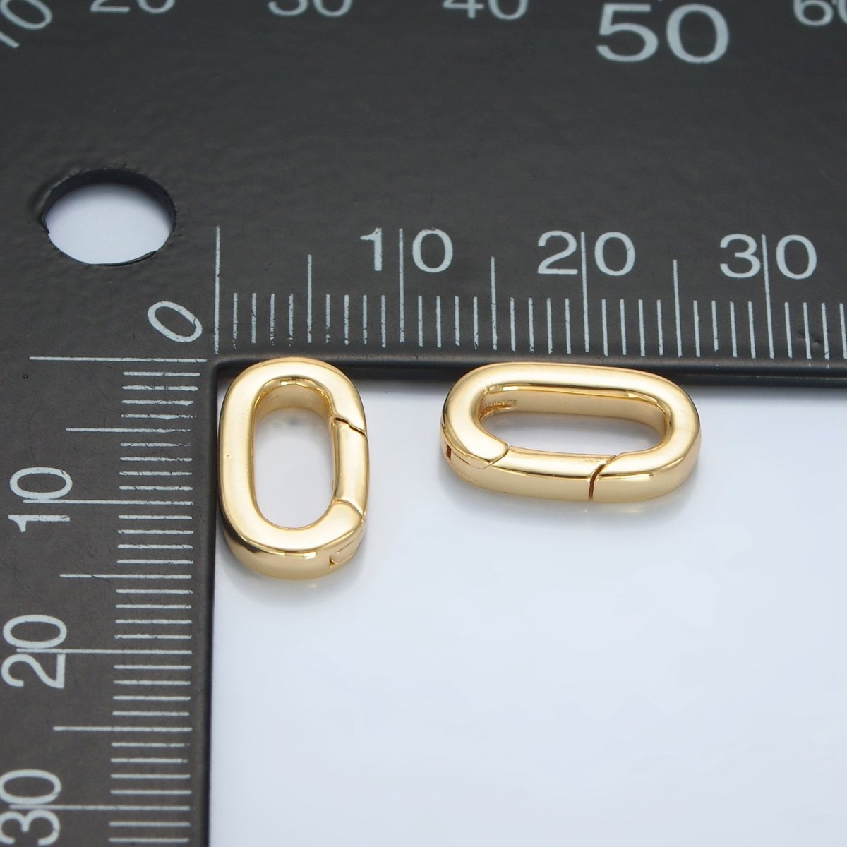 24K Gold Filled 14mm Minimalist Oblong Push Gate Closure Findings | Z968 - DLUXCA