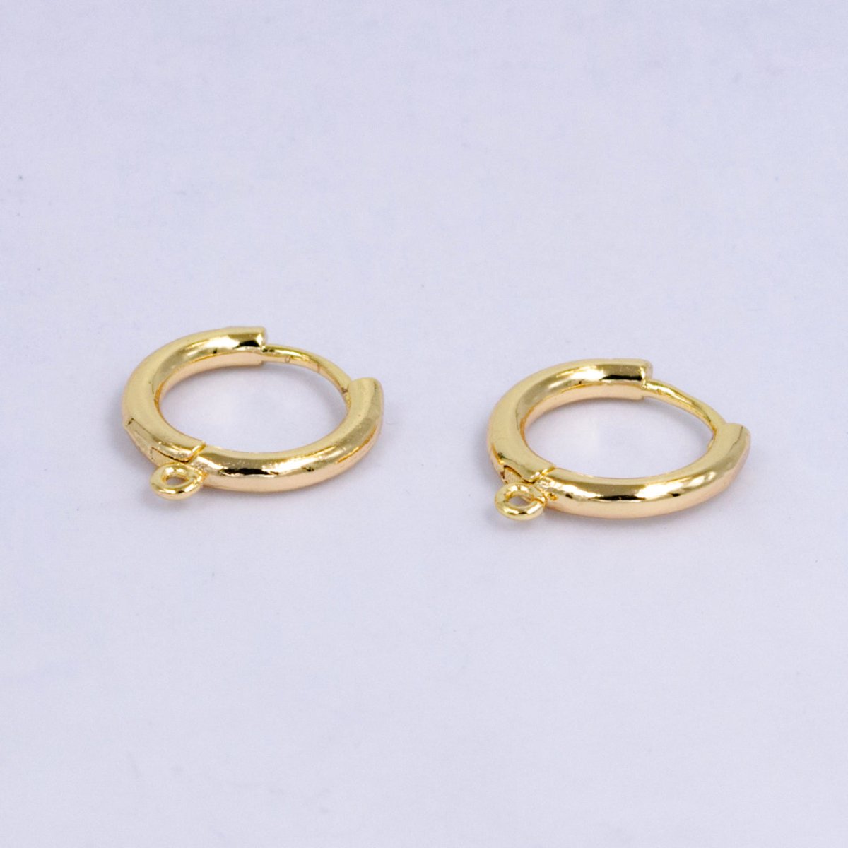 24K Gold Filled 14mm Minimalist Open Loop Drop Huggie Earring Findings | Z1023 - DLUXCA