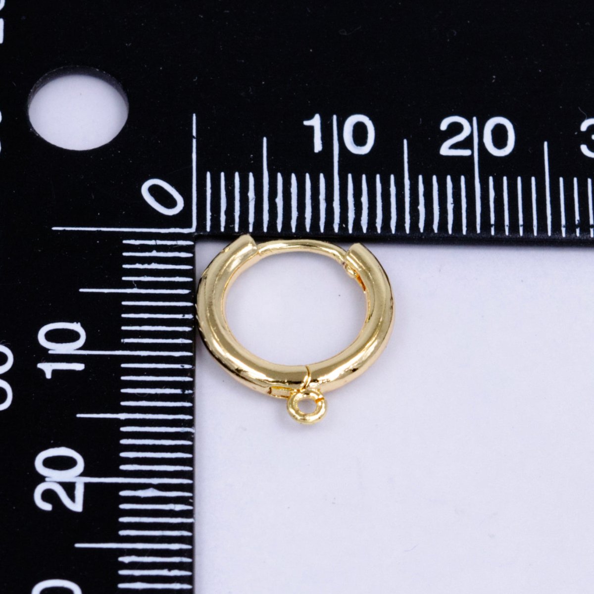 24K Gold Filled 14mm Minimalist Open Loop Drop Huggie Earring Findings | Z1023 - DLUXCA