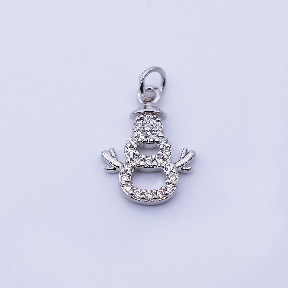 24K Gold Filled 14mm Open Micro Paved CZ Snowman Charm in Gold & Silver | E027 - DLUXCA