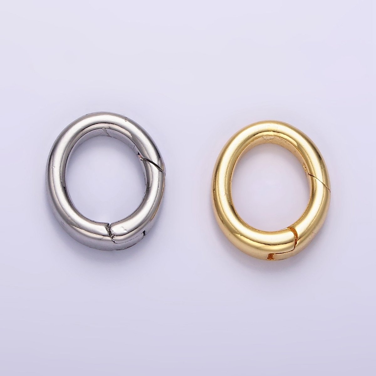 24K Gold Filled 14mm Oval Push Spring Gate Findings in Gold & Silver | Z798 - DLUXCA