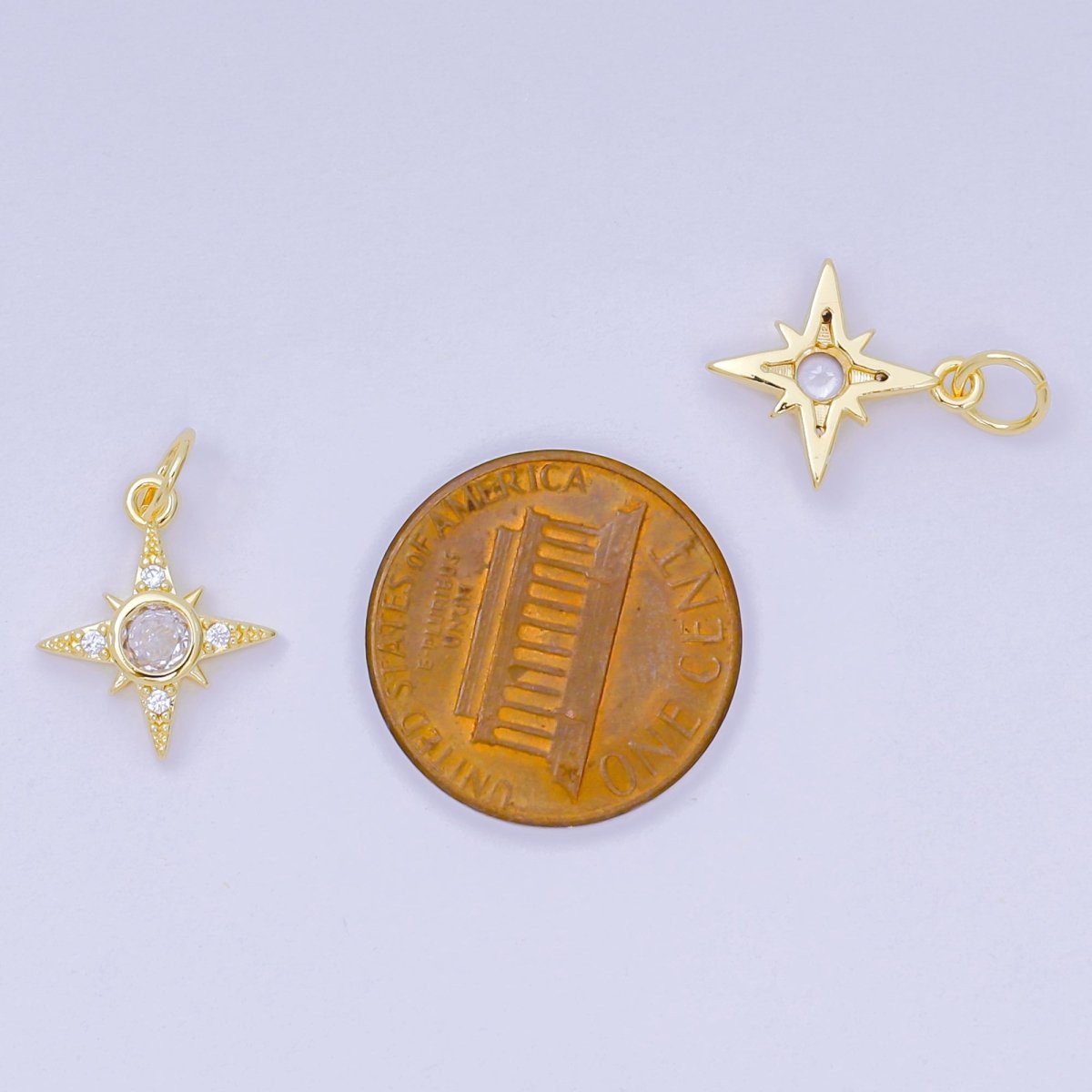 24K Gold Filled 14mm Round CZ North Celestial Star Charm | AH - 684 - DLUXCA