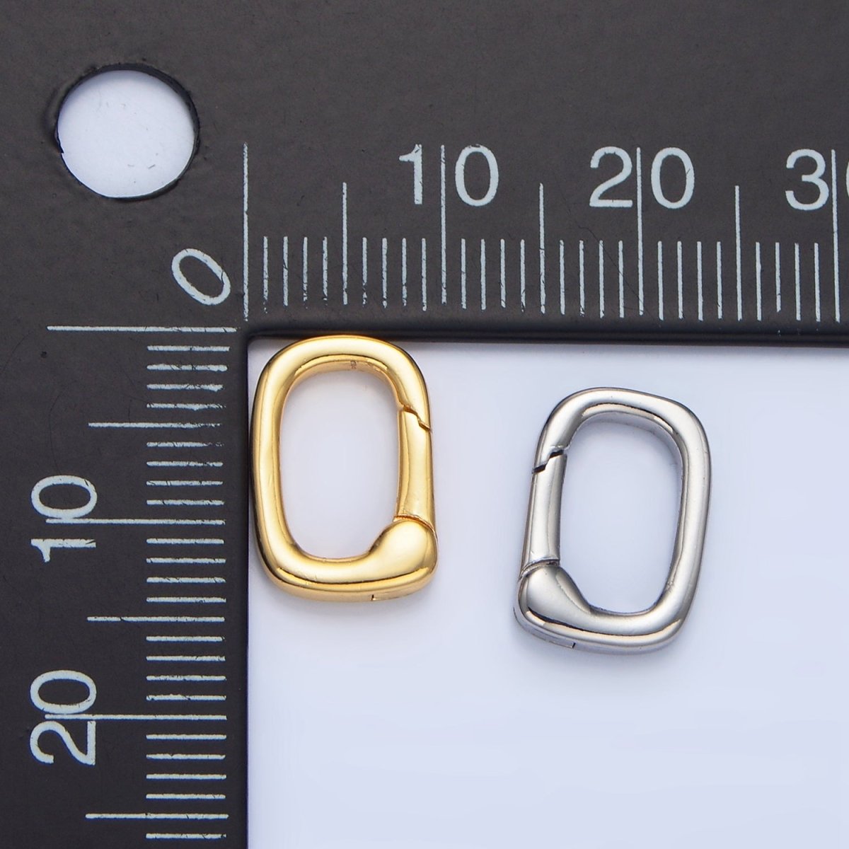 24K Gold Filled 14mm Square Push Spring Gate Findings in Gold & Silver | Z966 - DLUXCA