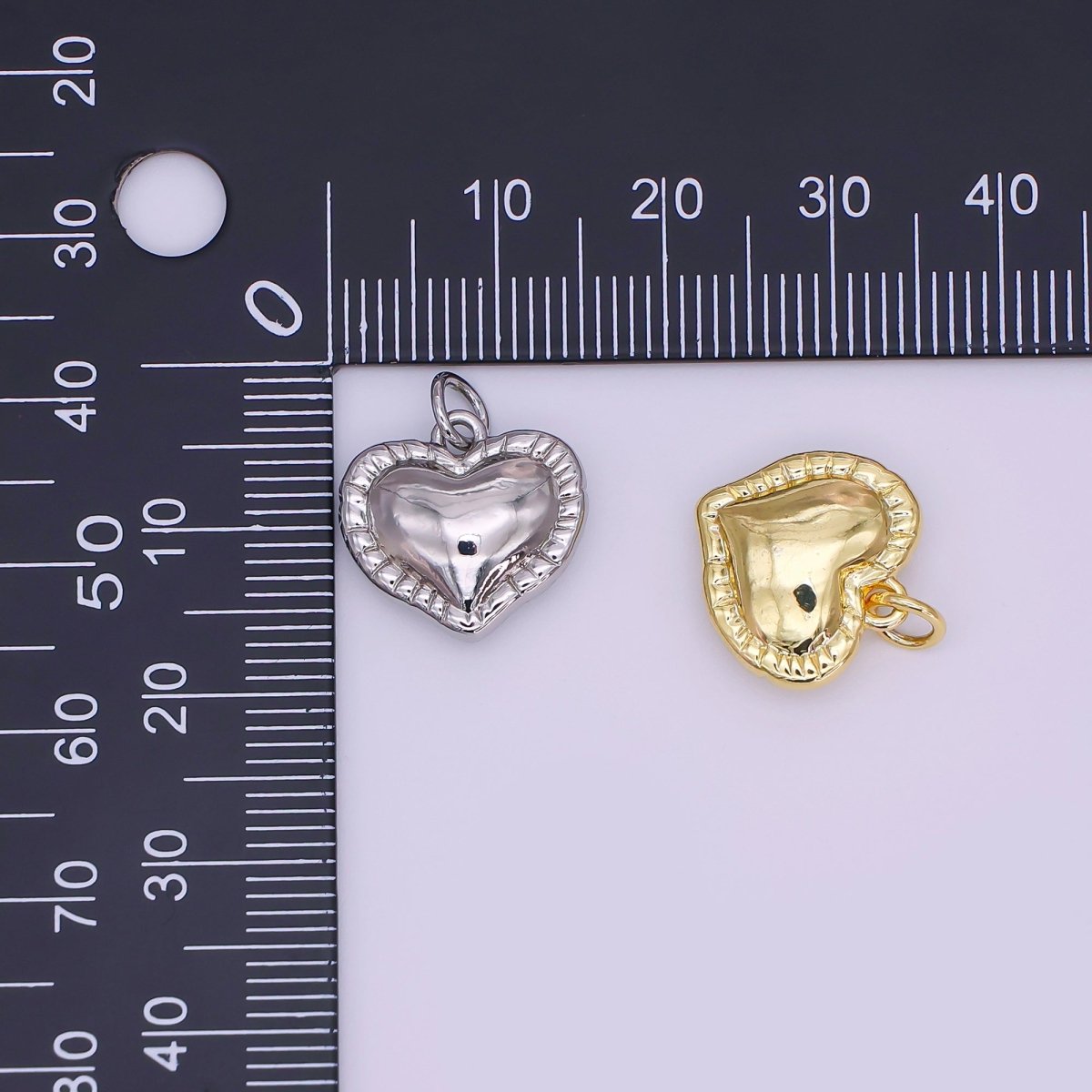 24K Gold Filled 14mm Tiny Heart Minimalist Charm in gold and silver | AJ367 - DLUXCA