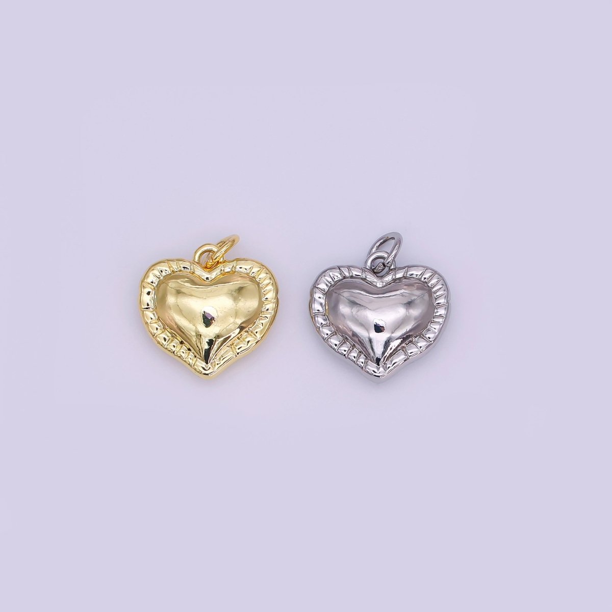 24K Gold Filled 14mm Tiny Heart Minimalist Charm in gold and silver | AJ367 - DLUXCA