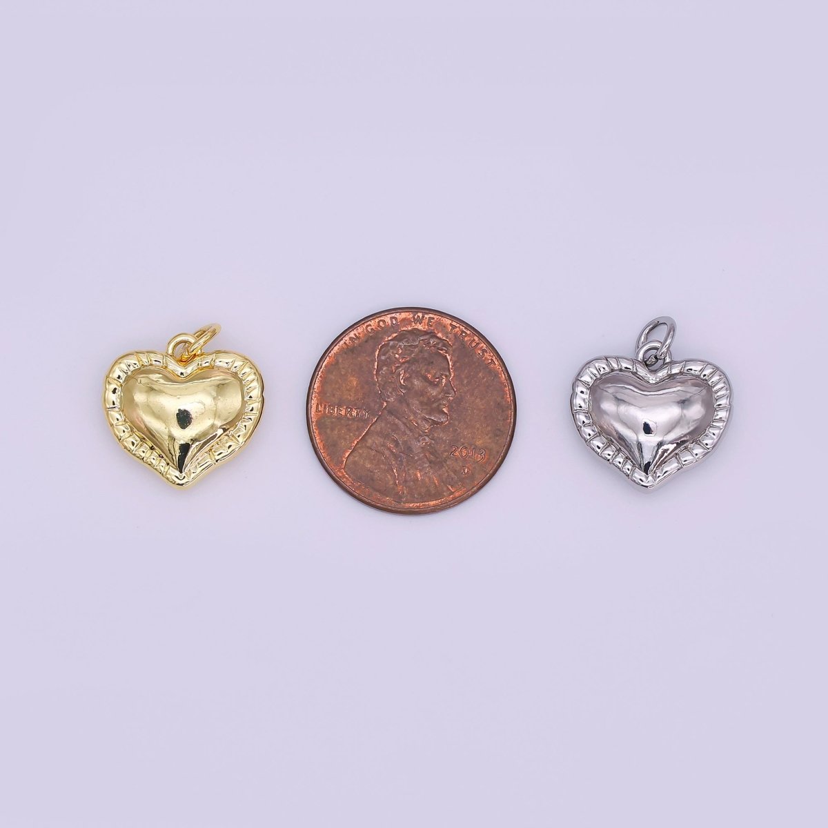24K Gold Filled 14mm Tiny Heart Minimalist Charm in gold and silver | AJ367 - DLUXCA