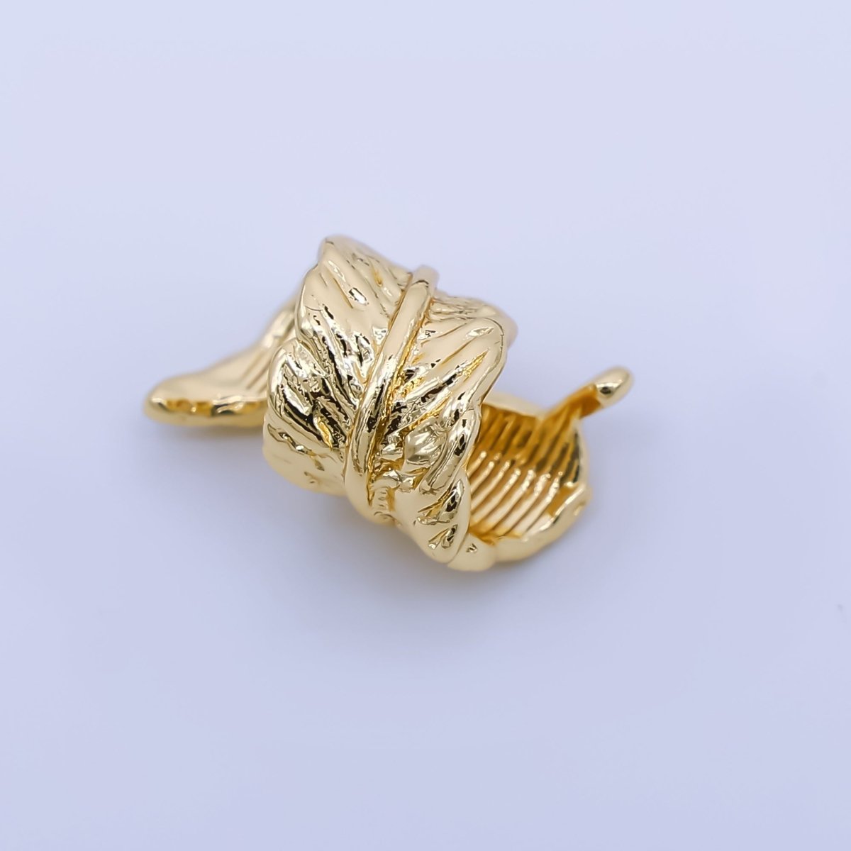 24K Gold Filled 14mm Twisted Dry Leaf Bead Spacer | B477 - DLUXCA