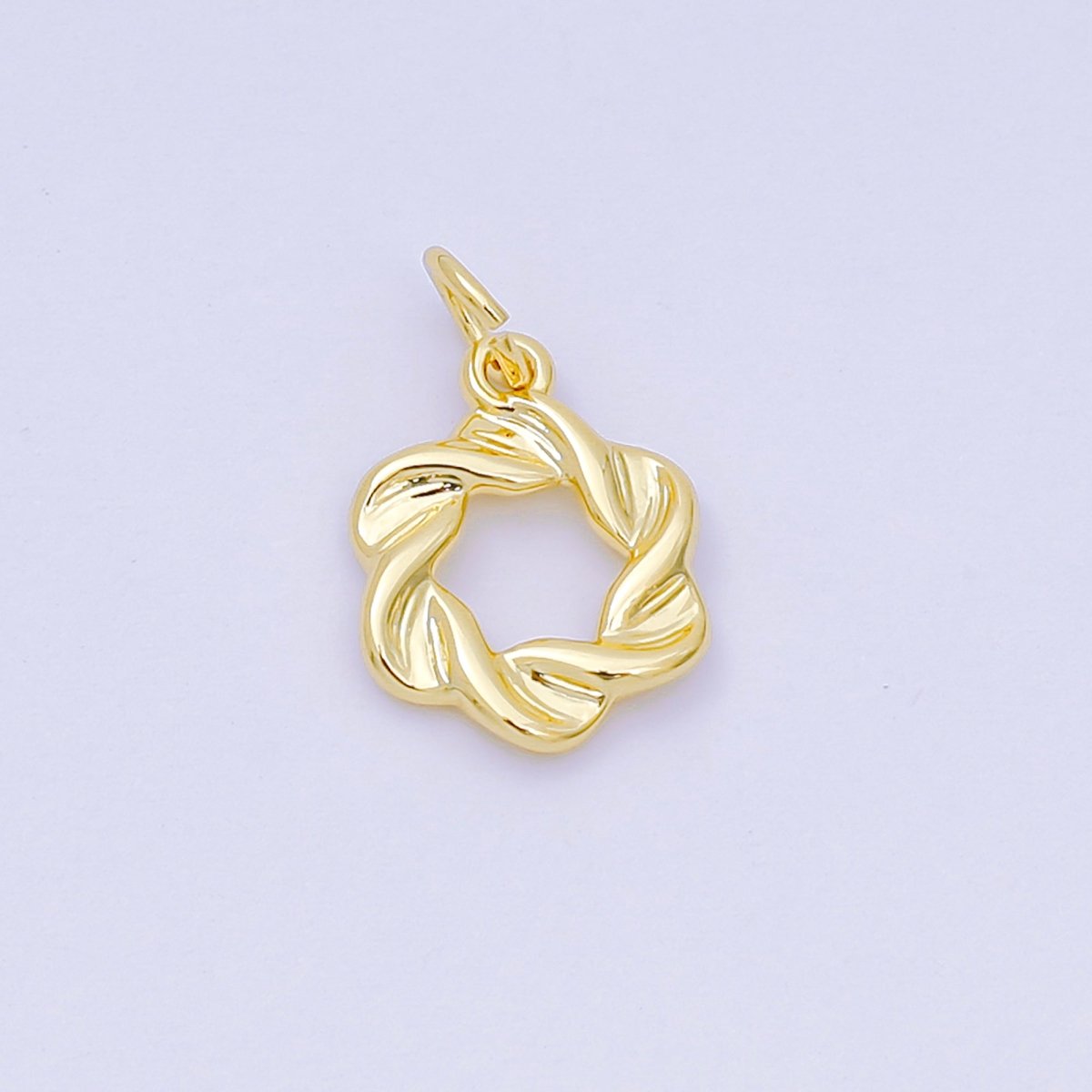 24K Gold Filled 14mm Twisted Floral Flower Charm | M101 - DLUXCA