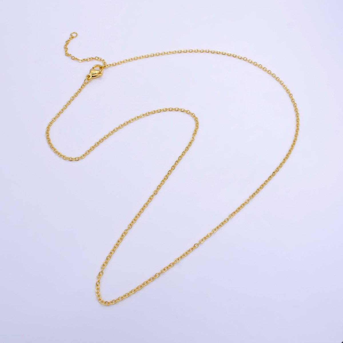 24K Gold Filled 1.5mm Cable Chain 17.5 Inch Necklace w. Extender | WA-2502 - DLUXCA