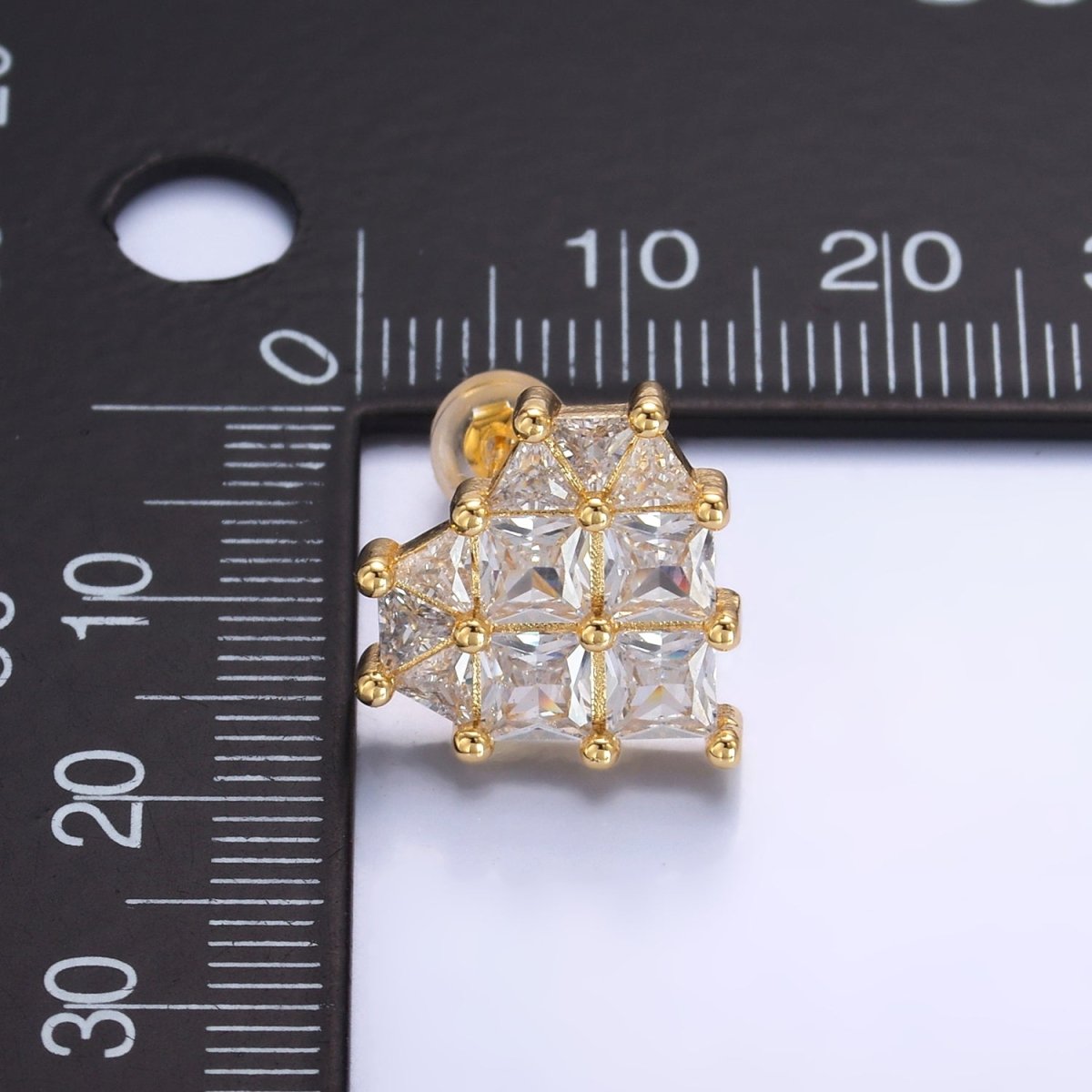 24K Gold Filled 15mm Clear CZ Heart Stud Earrings | AB730 - DLUXCA