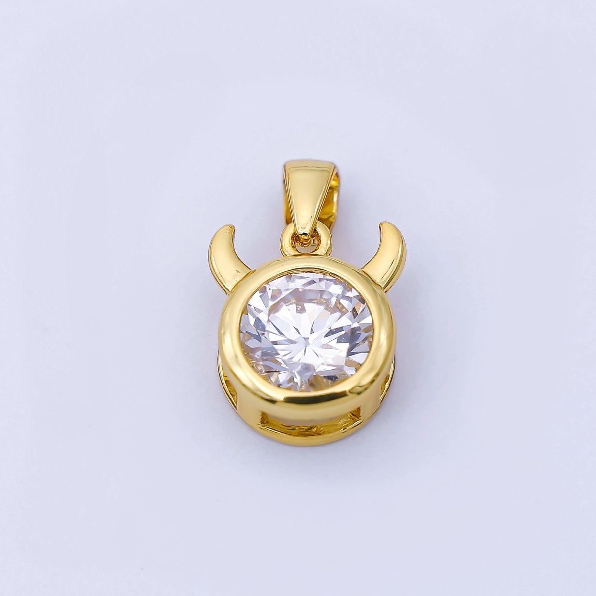 24K Gold Filled 15mm Clear CZ Zodiac Sign Pendant | A1352 - A1357 - DLUXCA