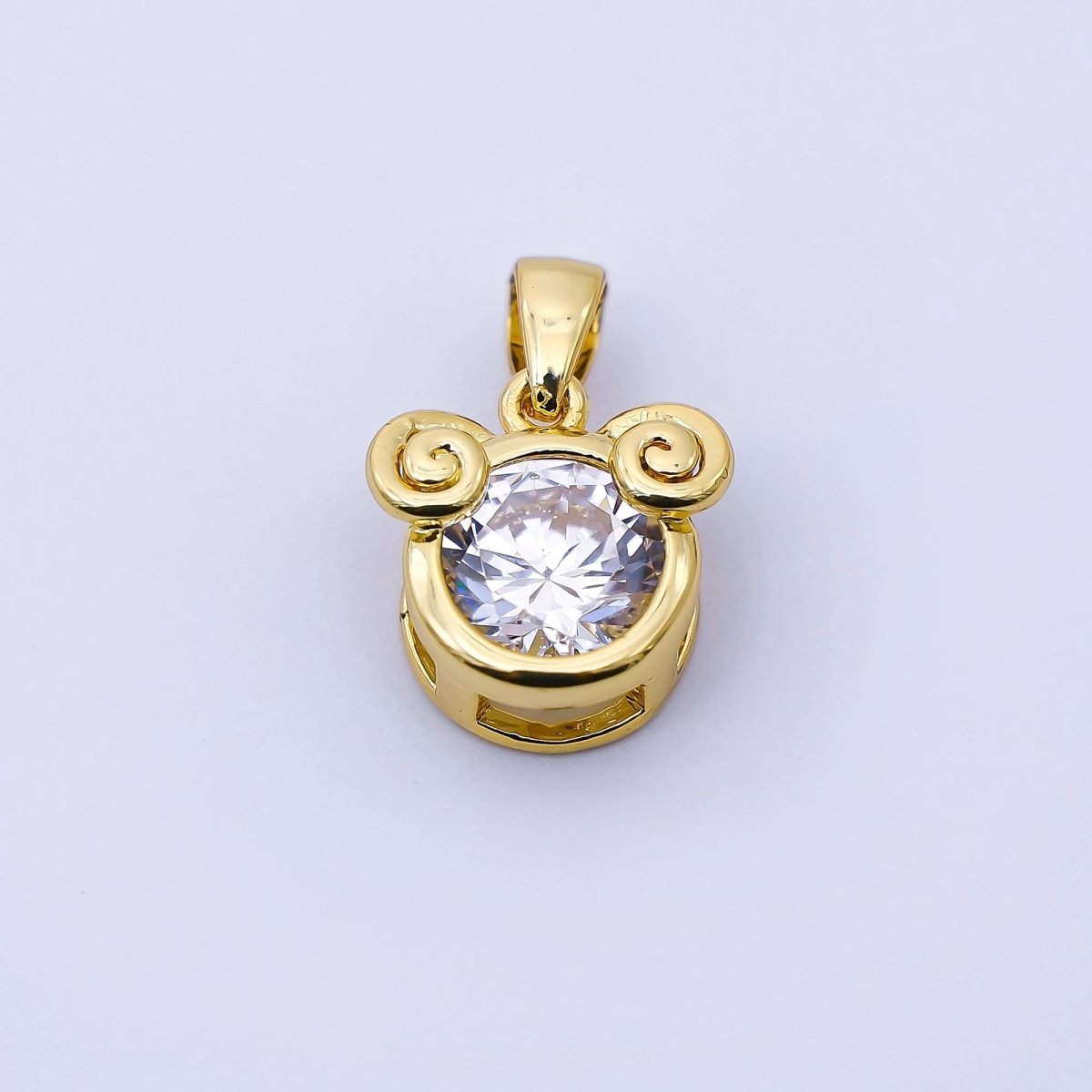 24K Gold Filled 15mm Clear CZ Zodiac Sign Pendant | A1352 - A1357 - DLUXCA
