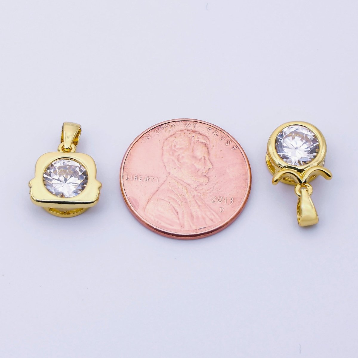 24K Gold Filled 15mm Clear CZ Zodiac Sign Pendant | A1352 - A1357 - DLUXCA