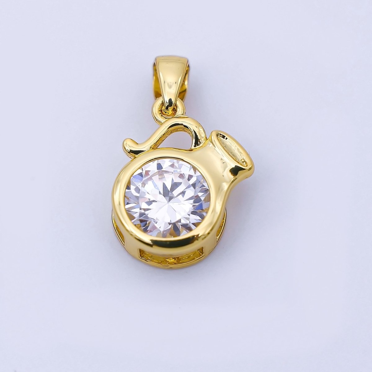 24K Gold Filled 15mm Clear CZ Zodiac Sign Pendant | A1352 - A1357 - DLUXCA
