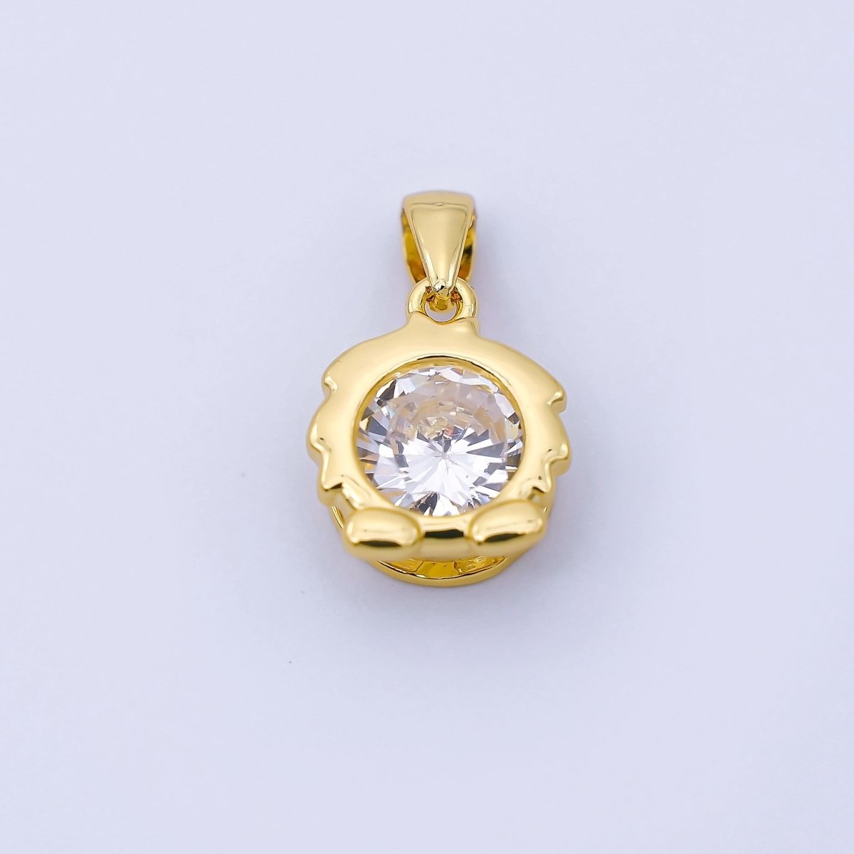 24K Gold Filled 15mm Clear CZ Zodiac Sign Pendant | A1352 - A1357 - DLUXCA