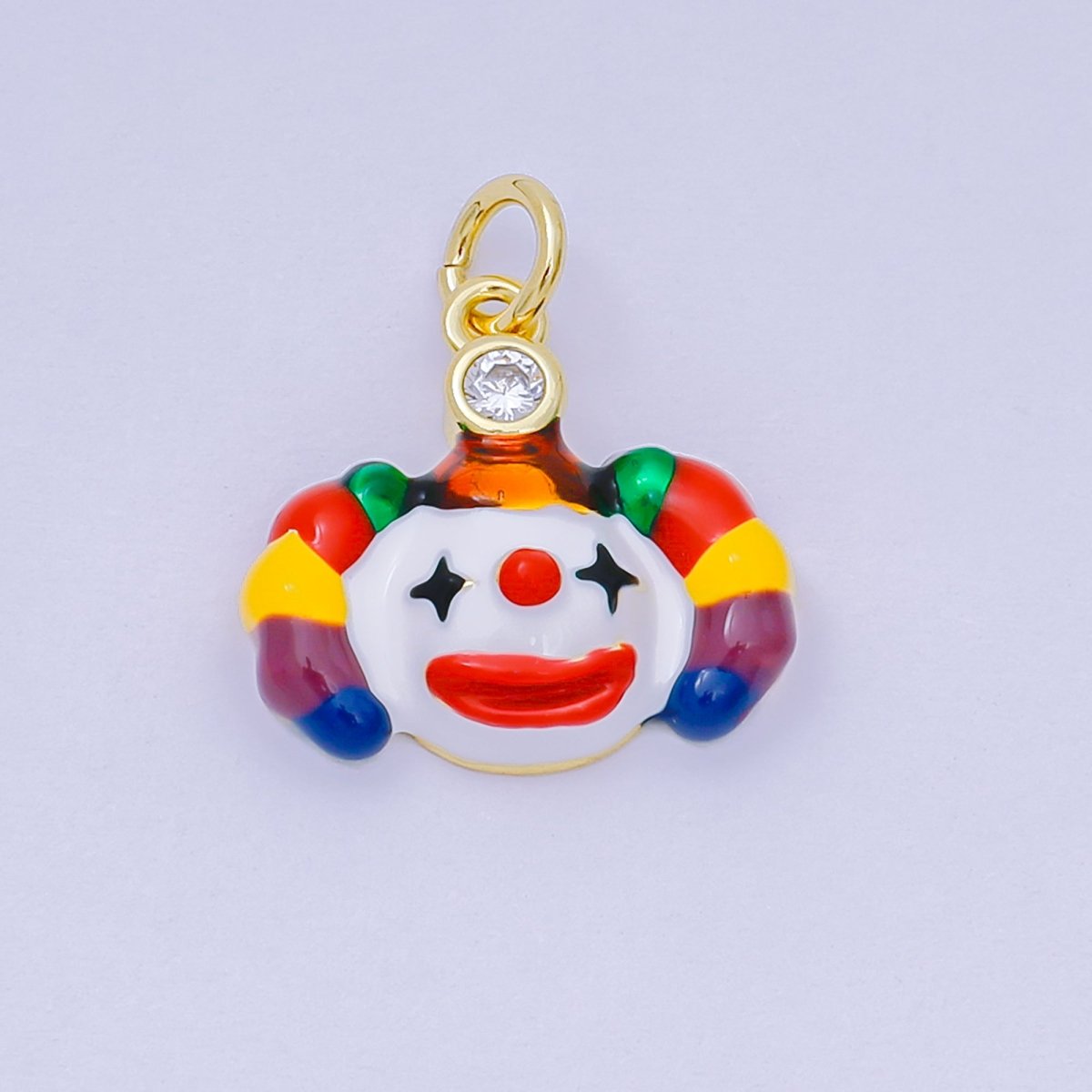 24K Gold Filled 15mm Enamel Art Funny Silly Clown Face Charm | D - 254 - DLUXCA