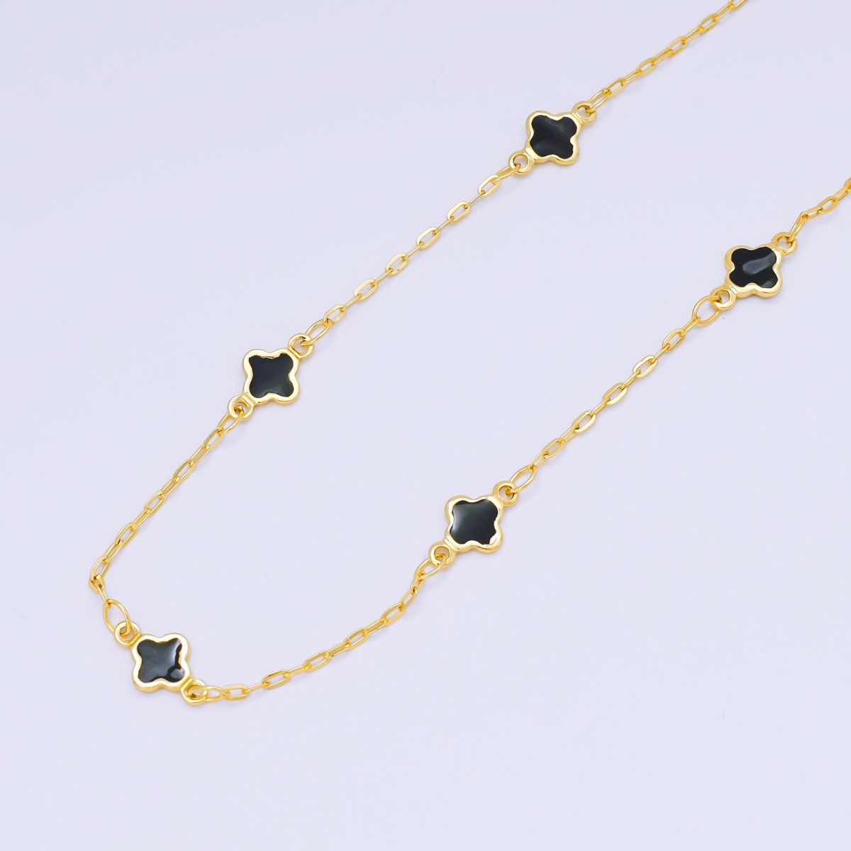 24K Gold Filled 1.5mm Enamel Lucky Clover Unfinished Satellite Chain by Yard | ROLL - 1675 - ROLL - 1678 - DLUXCA