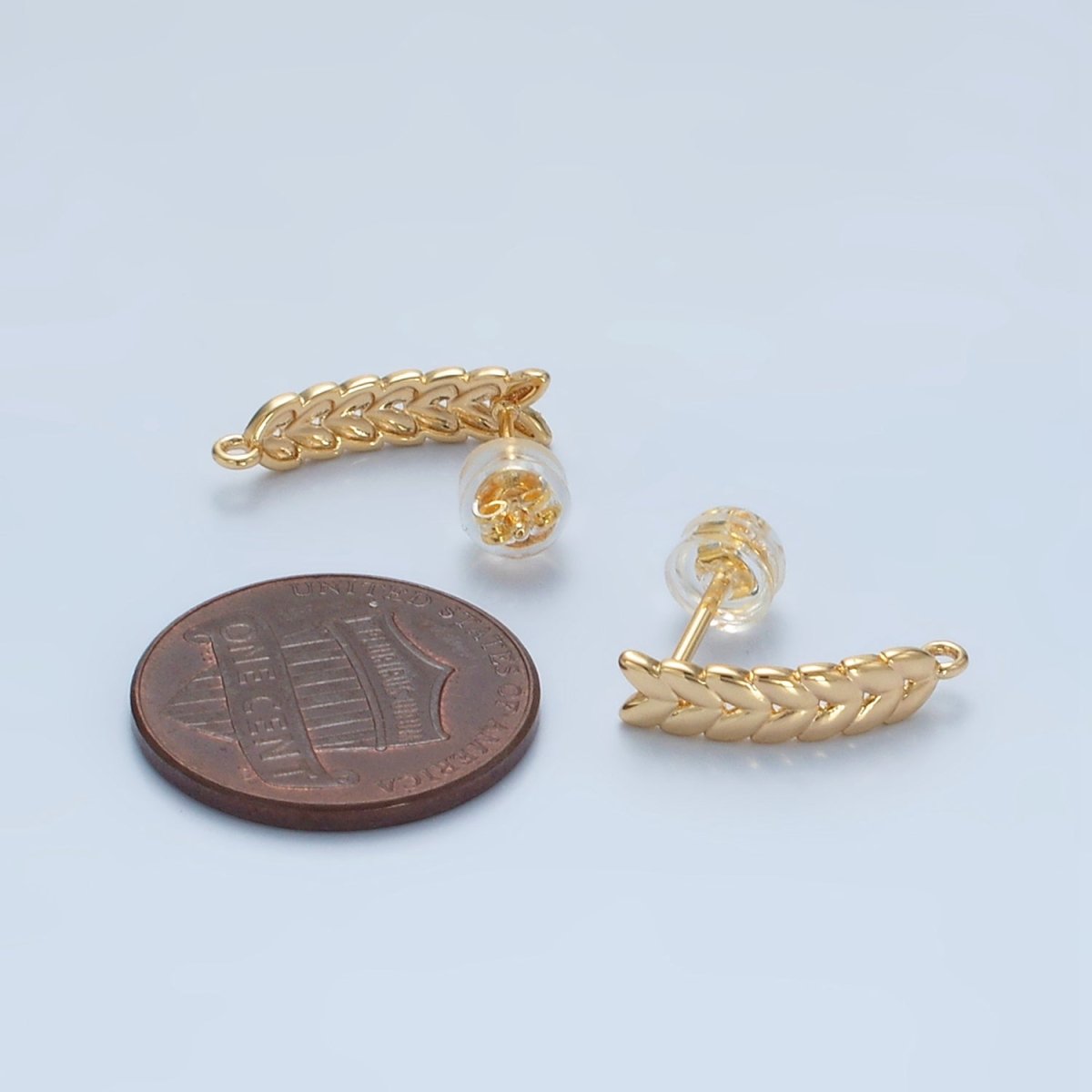 24K Gold Filled 15mm Feather Paddy Open Loop Drop Stud Earrings Findings | Z876 - DLUXCA