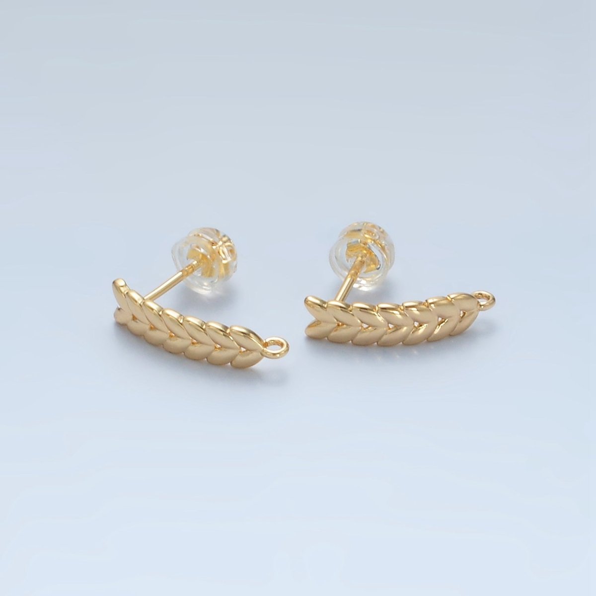 24K Gold Filled 15mm Feather Paddy Open Loop Drop Stud Earrings Findings | Z876 - DLUXCA