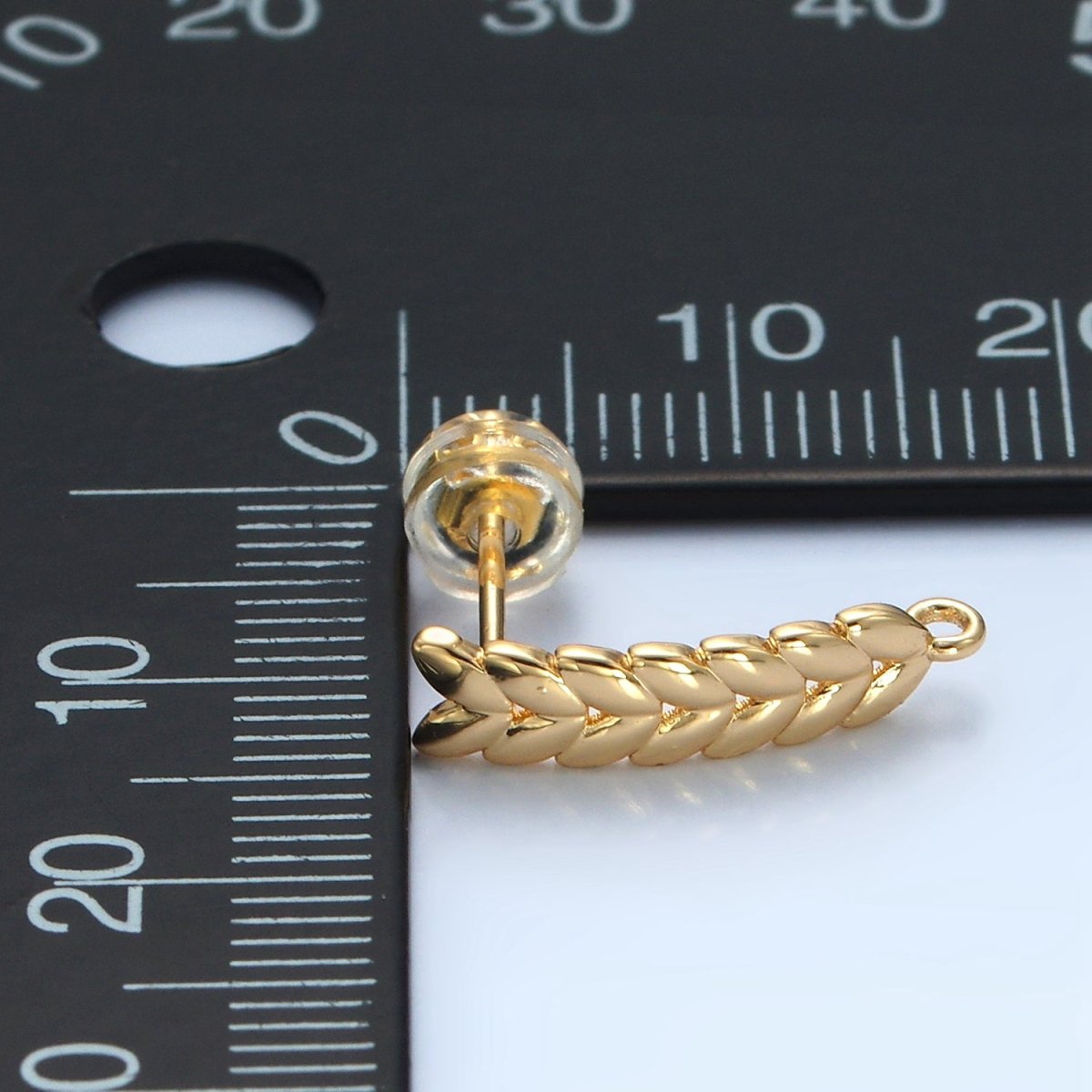 24K Gold Filled 15mm Feather Paddy Open Loop Drop Stud Earrings Findings | Z876 - DLUXCA