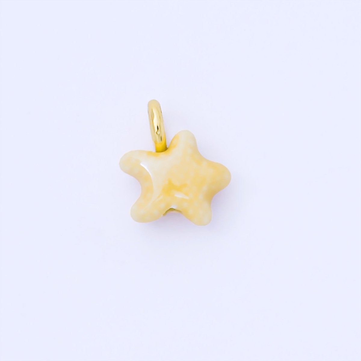 24K Gold Filled 15mm Handmade Ceramic Celestial Star Drop Charm | AF1532 - AF1539 - DLUXCA