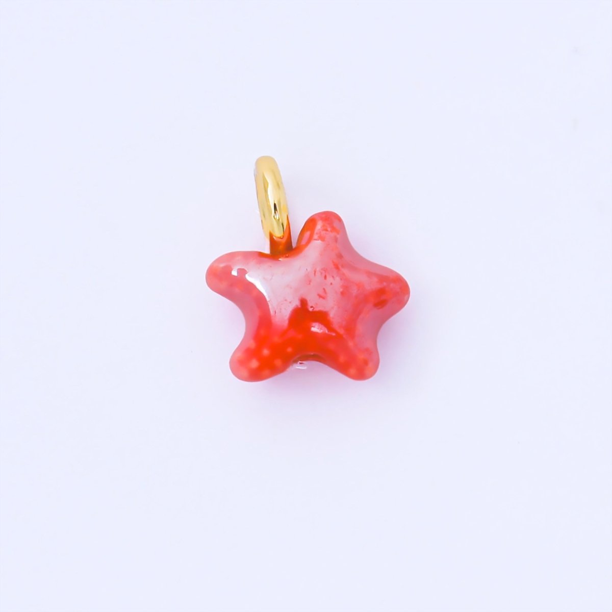 24K Gold Filled 15mm Handmade Ceramic Celestial Star Drop Charm | AF1532 - AF1539 - DLUXCA