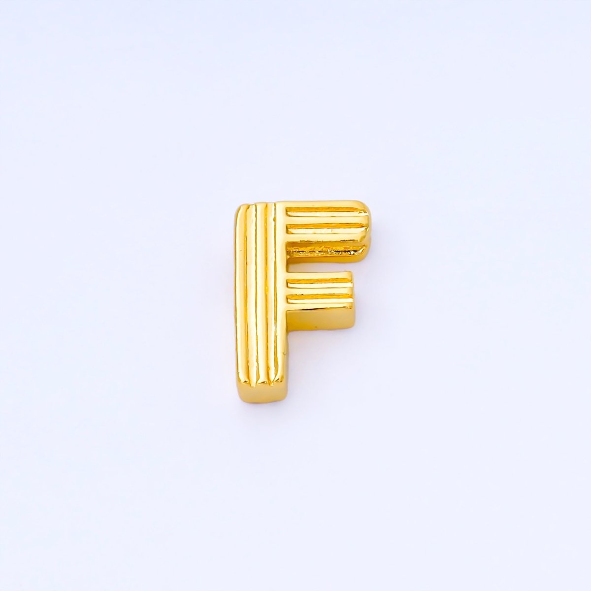 24K Gold Filled 15mm Initial Letter Alphabet Groovy Initial Spacer Bead | AF066 - AF078 - DLUXCA