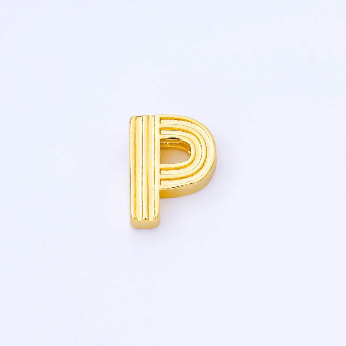 24K Gold Filled 15mm Initial Letter Alphabet Groovy Initial Spacer Bead | AF066 - AF078 - DLUXCA