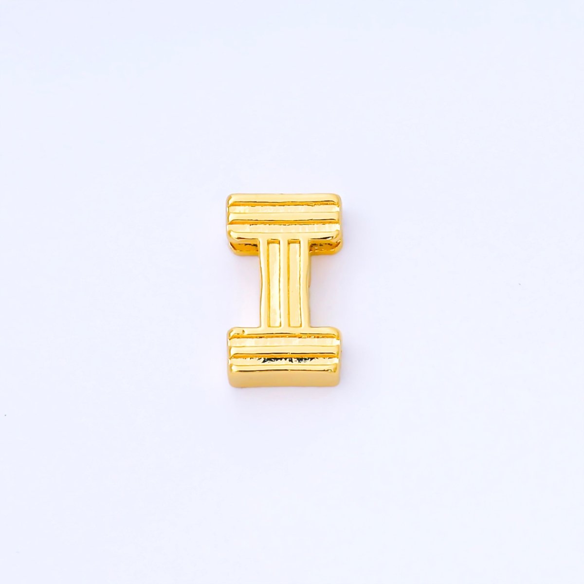 24K Gold Filled 15mm Initial Letter Alphabet Groovy Initial Spacer Bead | AF066 - AF078 - DLUXCA
