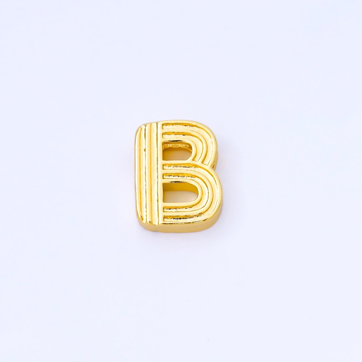 24K Gold Filled 15mm Initial Letter Alphabet Groovy Initial Spacer Bead | AF066 - AF078 - DLUXCA
