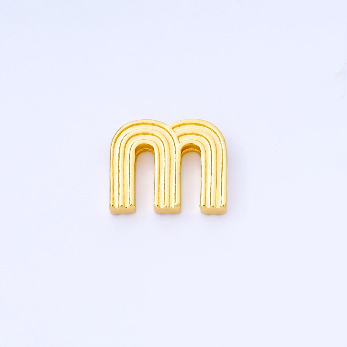 24K Gold Filled 15mm Initial Letter Alphabet Groovy Initial Spacer Bead | AF066 - AF078 - DLUXCA