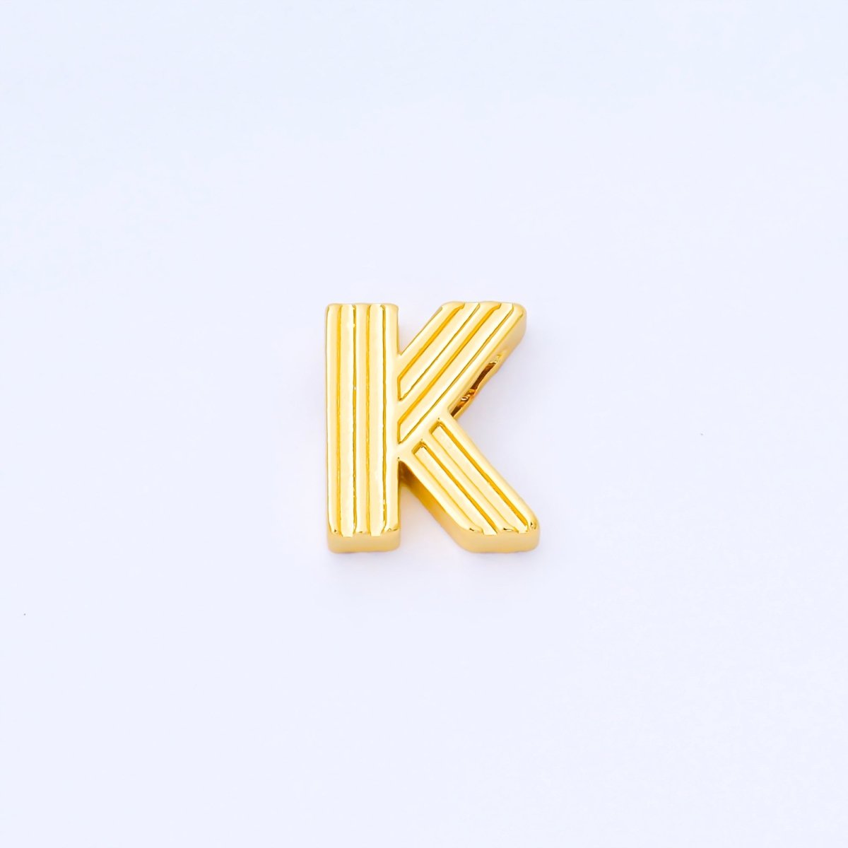 24K Gold Filled 15mm Initial Letter Alphabet Groovy Initial Spacer Bead | AF066 - AF078 - DLUXCA