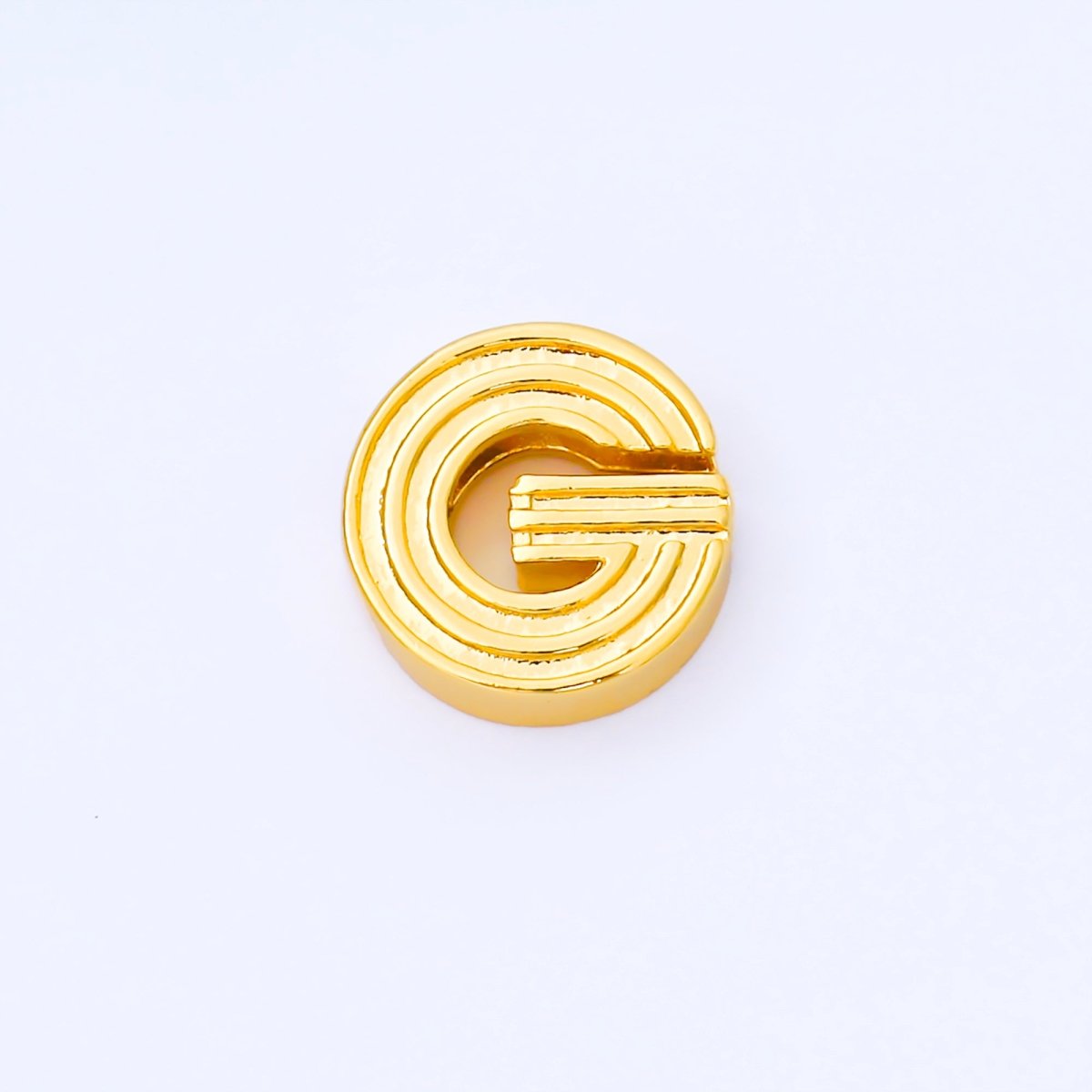 24K Gold Filled 15mm Initial Letter Alphabet Groovy Initial Spacer Bead | AF066 - AF078 - DLUXCA