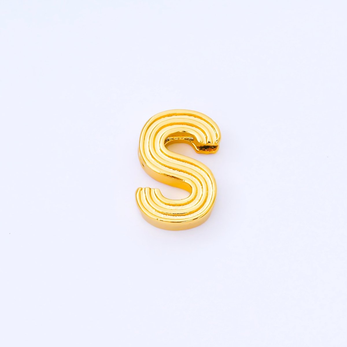 24K Gold Filled 15mm Initial Letter Alphabet Groovy Initial Spacer Bead | AF066 - AF078 - DLUXCA