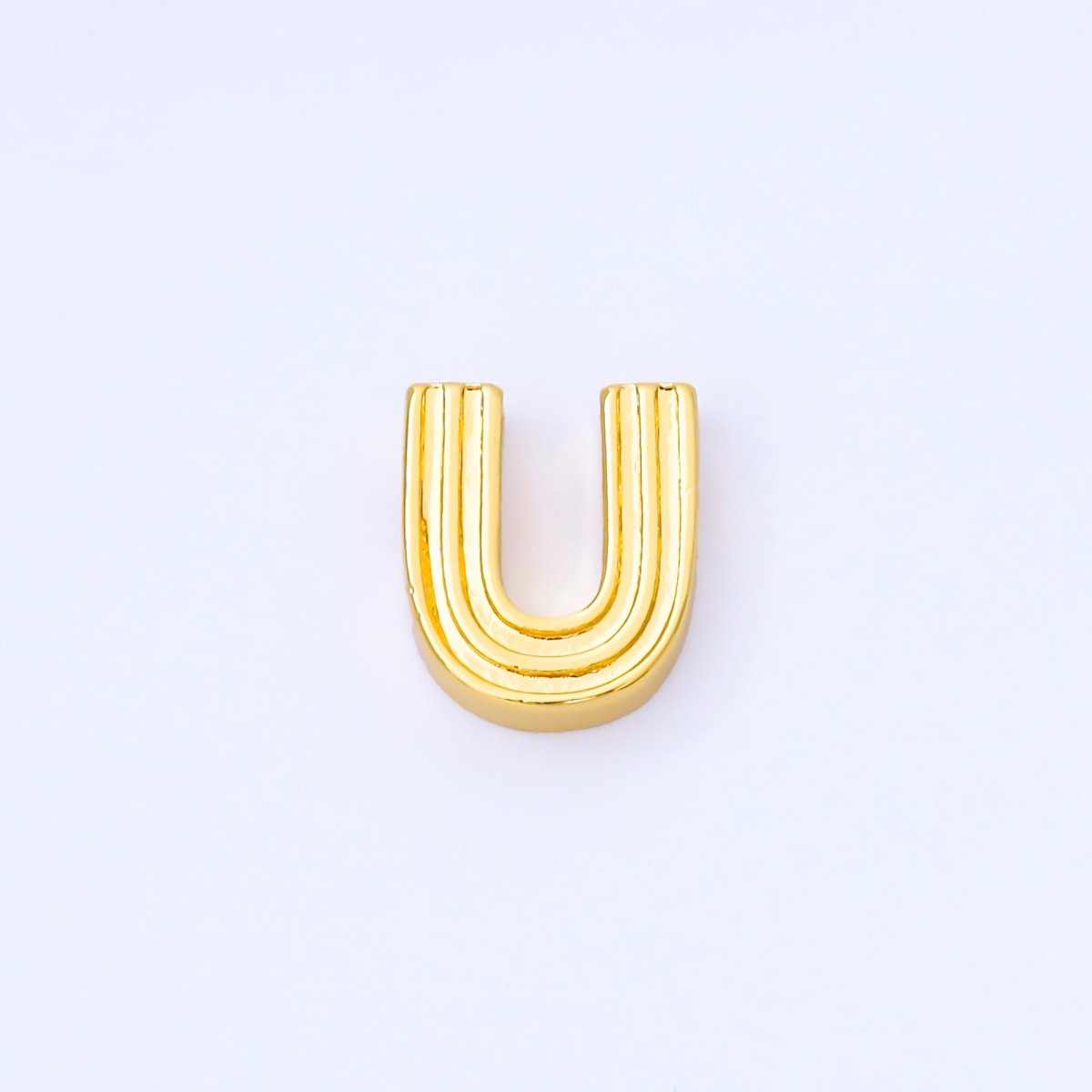 24K Gold Filled 15mm Initial Letter Alphabet Groovy Initial Spacer Bead | AF066 - AF078 - DLUXCA