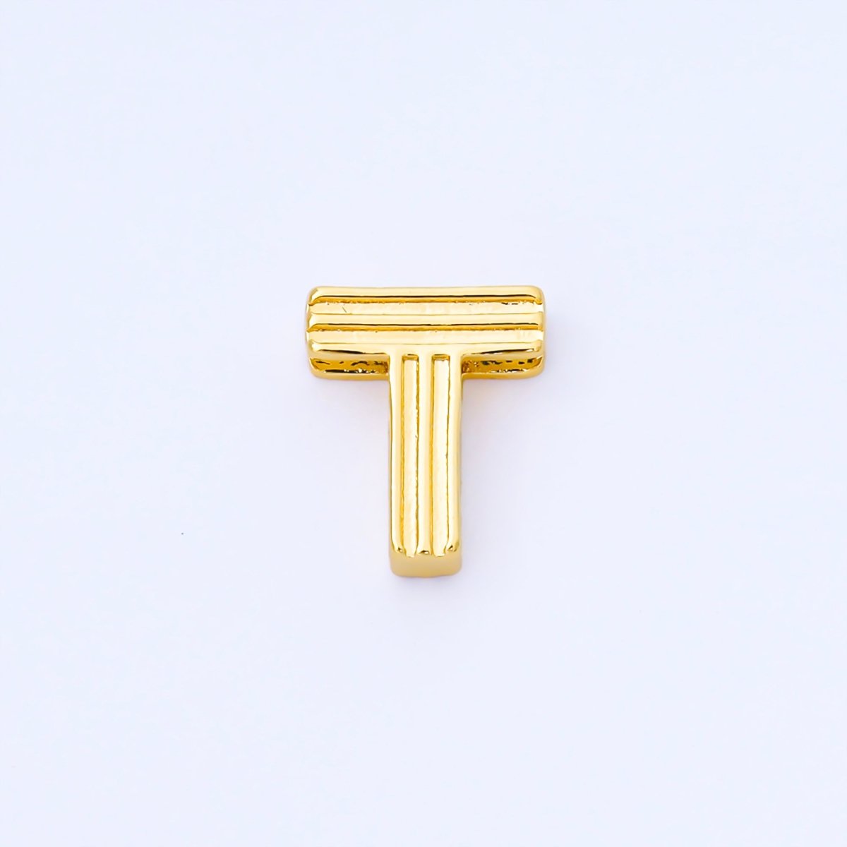 24K Gold Filled 15mm Initial Letter Alphabet Groovy Initial Spacer Bead | AF066 - AF078 - DLUXCA