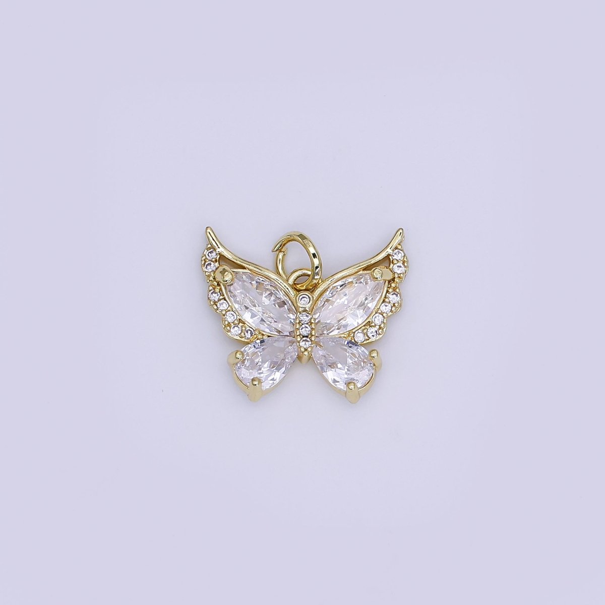 24K Gold Filled 15mm Marquise CZ Mariposa Elegant Butterfly Animals Charm | AJ - 363 - DLUXCA