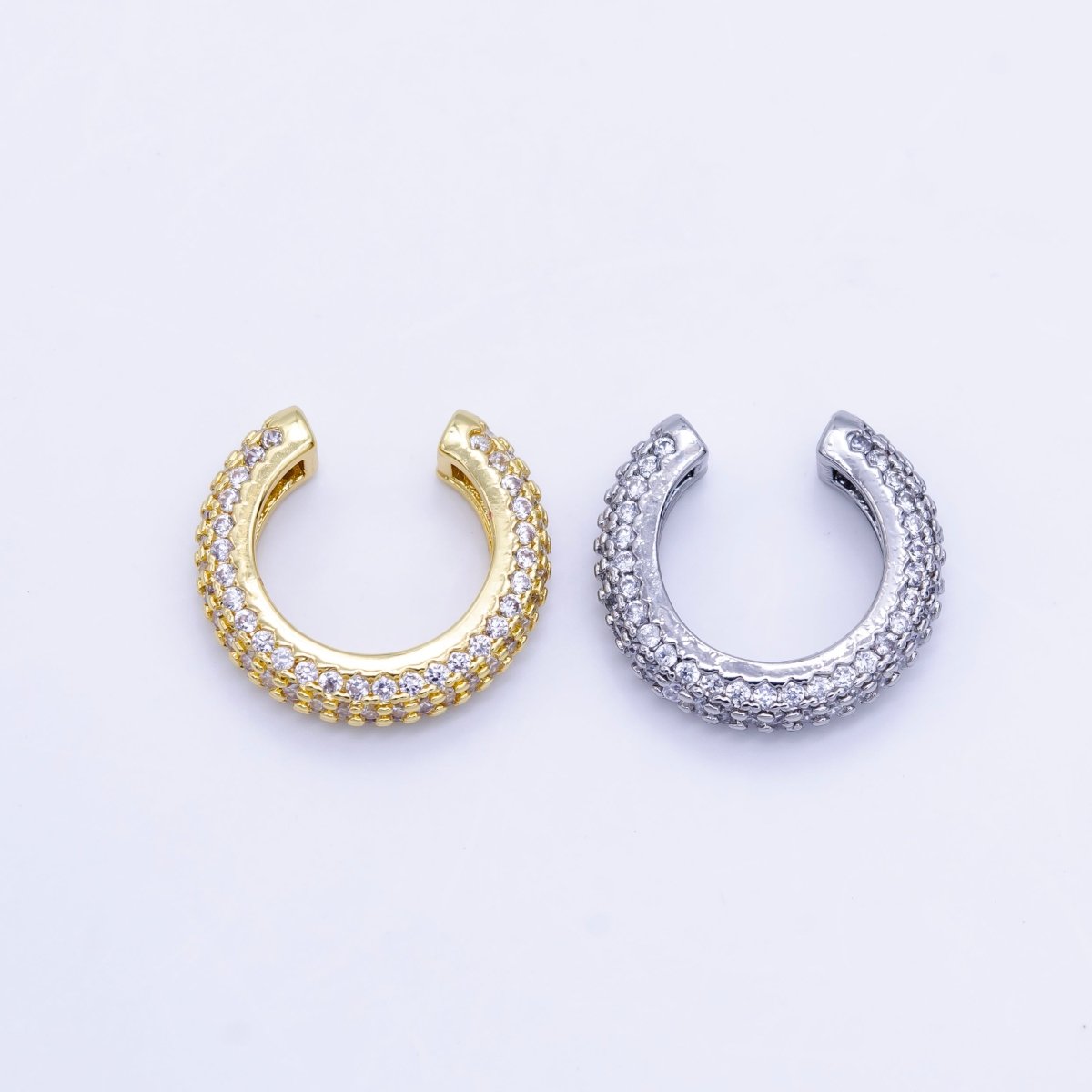 24K Gold Filled 15mm Micro Paved CZ Ear Cuff Earring in Gold & Silver | AI169 - DLUXCA