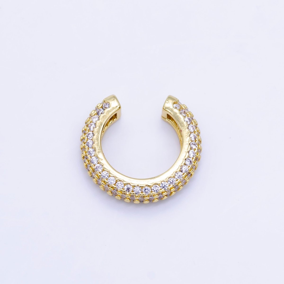 24K Gold Filled 15mm Micro Paved CZ Ear Cuff Earring in Gold & Silver | AI169 - DLUXCA