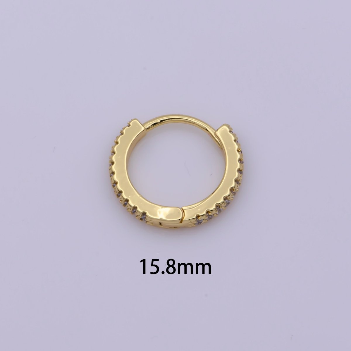 24K Gold Filled 15mm Micro Paved CZ Huggie Earrings in Gold & Silver | AB1186 - DLUXCA
