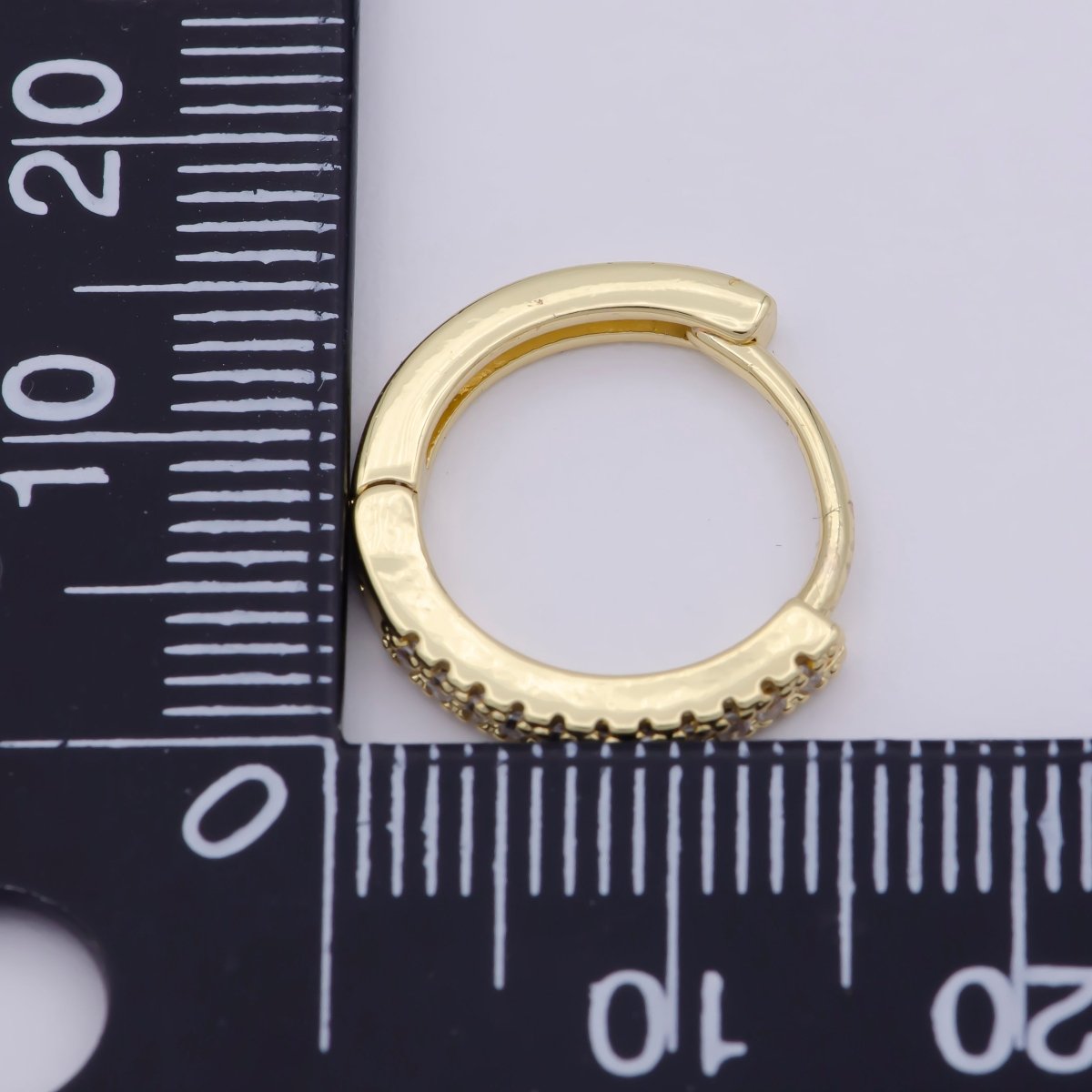 24K Gold Filled 15mm Micro Paved CZ Huggie Earrings in Gold & Silver | AB1203 - DLUXCA