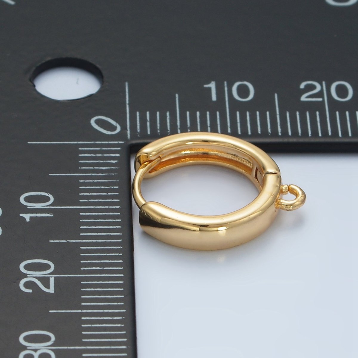 24K Gold Filled 15mm Minimalist Huggie Open Loop Earring Findings | Z877 - DLUXCA