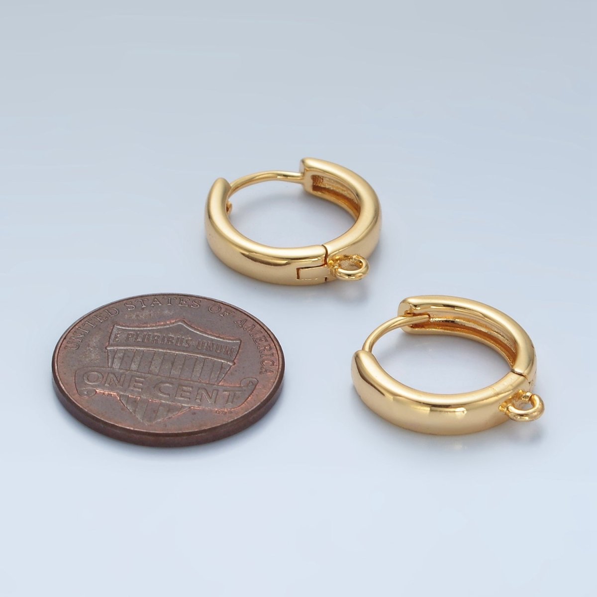 24K Gold Filled 15mm Minimalist Huggie Open Loop Earring Findings | Z877 - DLUXCA