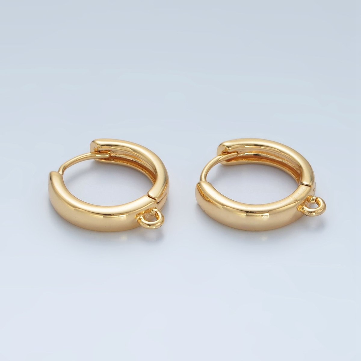 24K Gold Filled 15mm Minimalist Huggie Open Loop Earring Findings | Z877 - DLUXCA