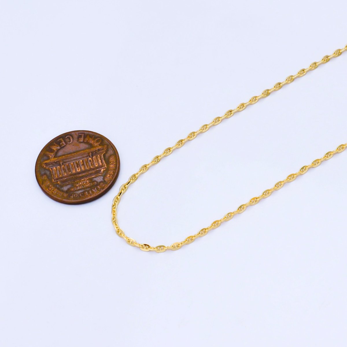 24K Gold Filled 1.5mm Minimalist Mariner Anchor Unfinished Chain by Yard | Roll - 2001 - DLUXCA