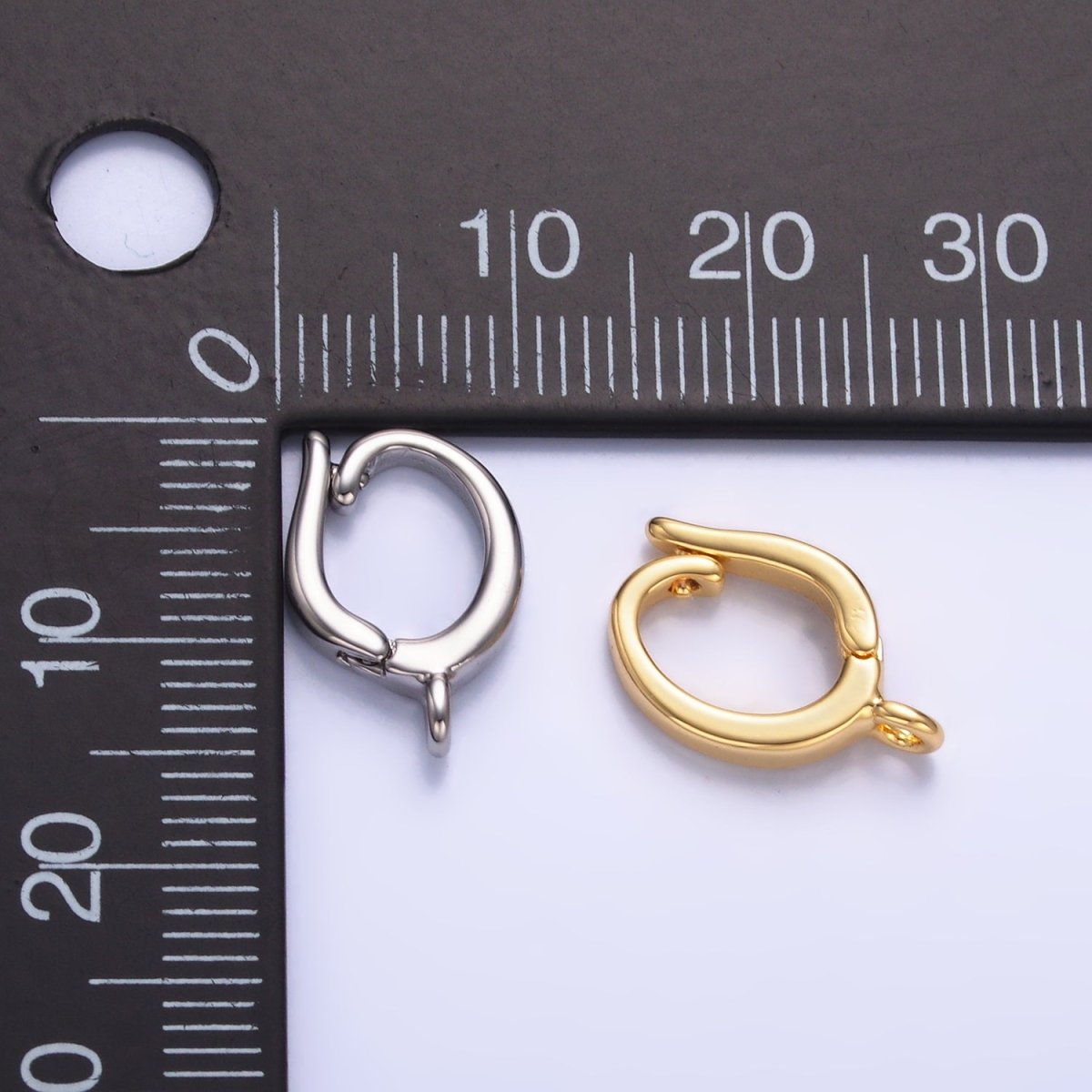 24K Gold Filled 15mm Minimalist Pull Snap Latch Bail Findings in Gold & Silver | Z1046 - DLUXCA