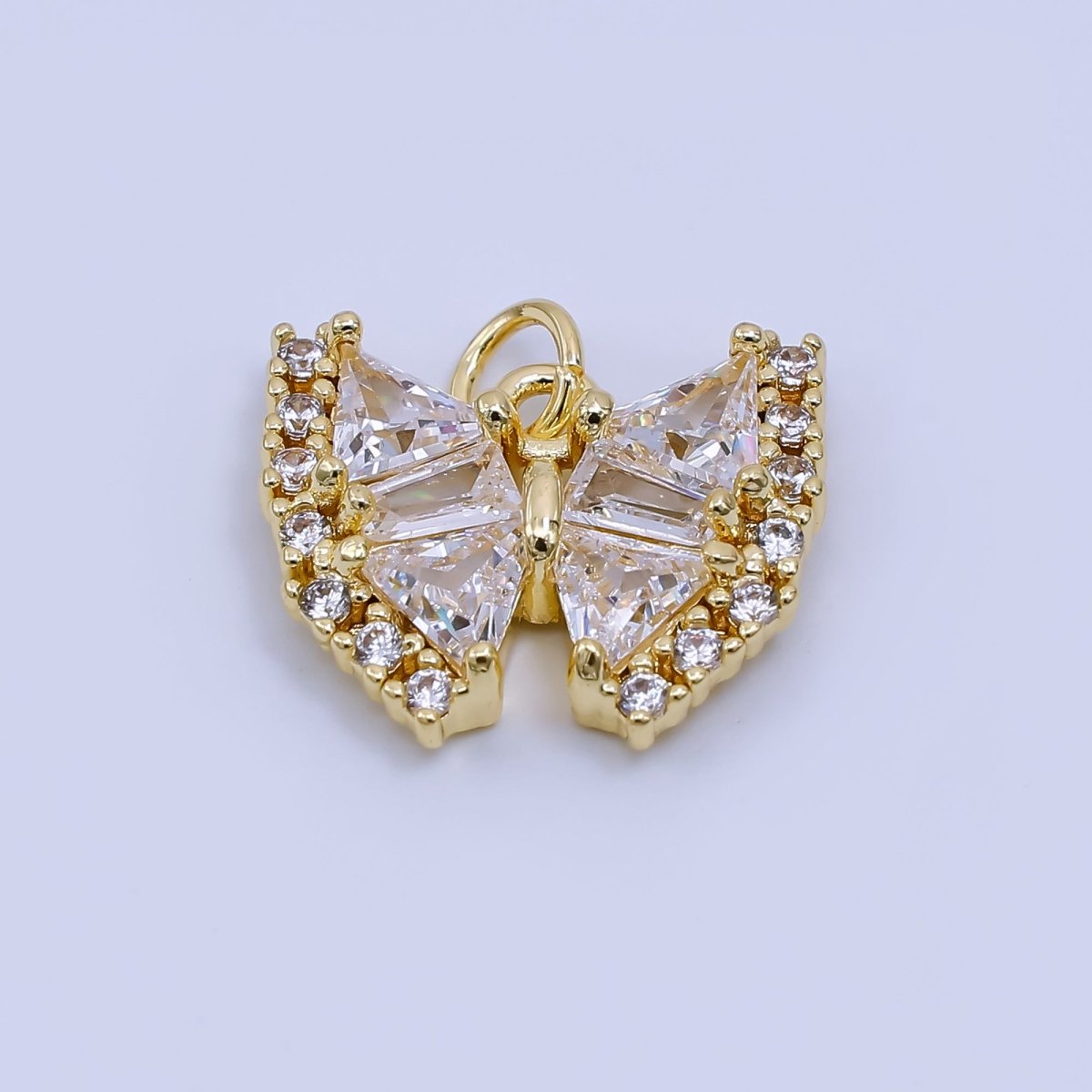 24K Gold Filled 15mm Mixed Cut CZ Mariposa Butterfly Animal Charm | AH - 571 - DLUXCA