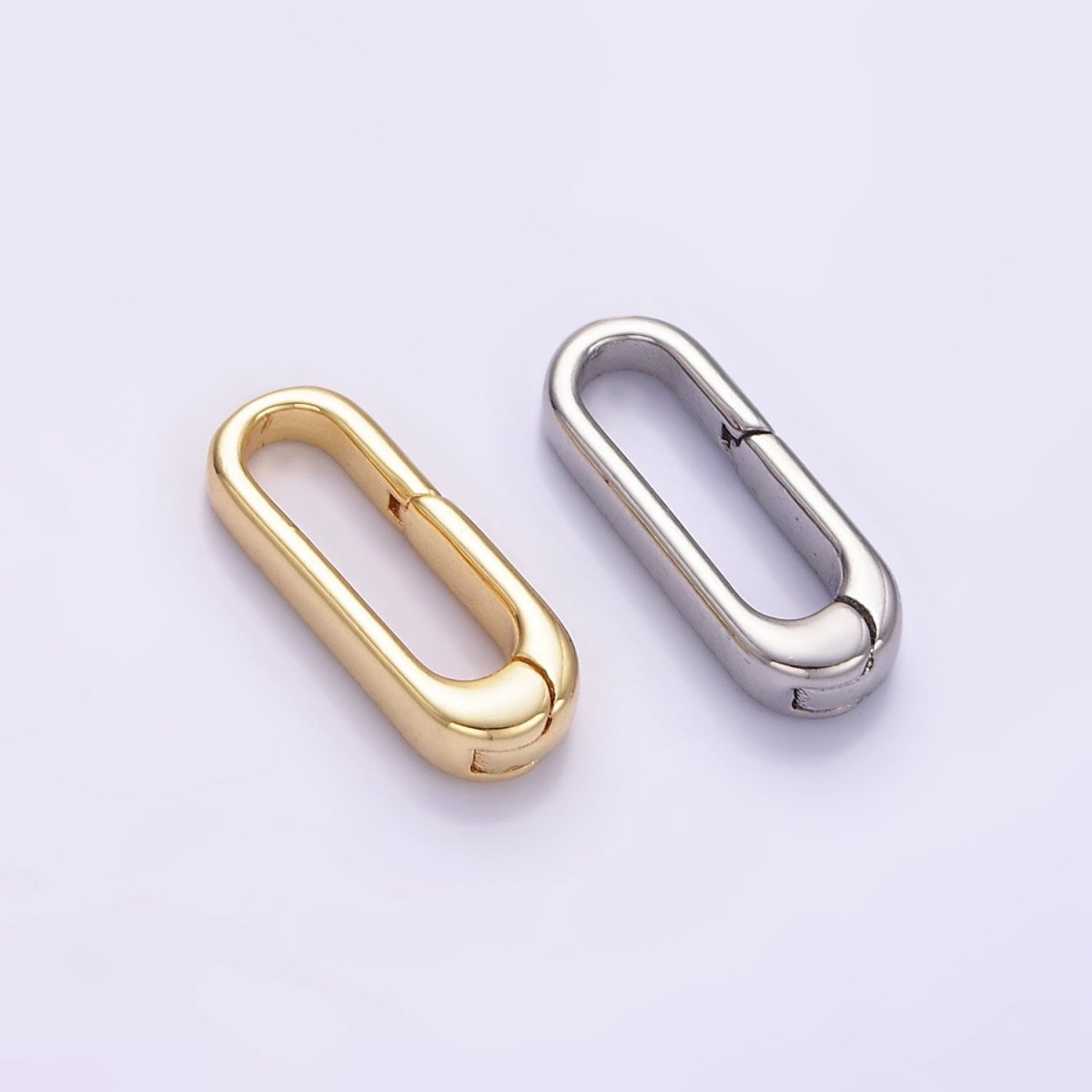 24K Gold Filled 15mm Oblong Push Spring Gate Findings in Gold & Silver | Z804 - DLUXCA