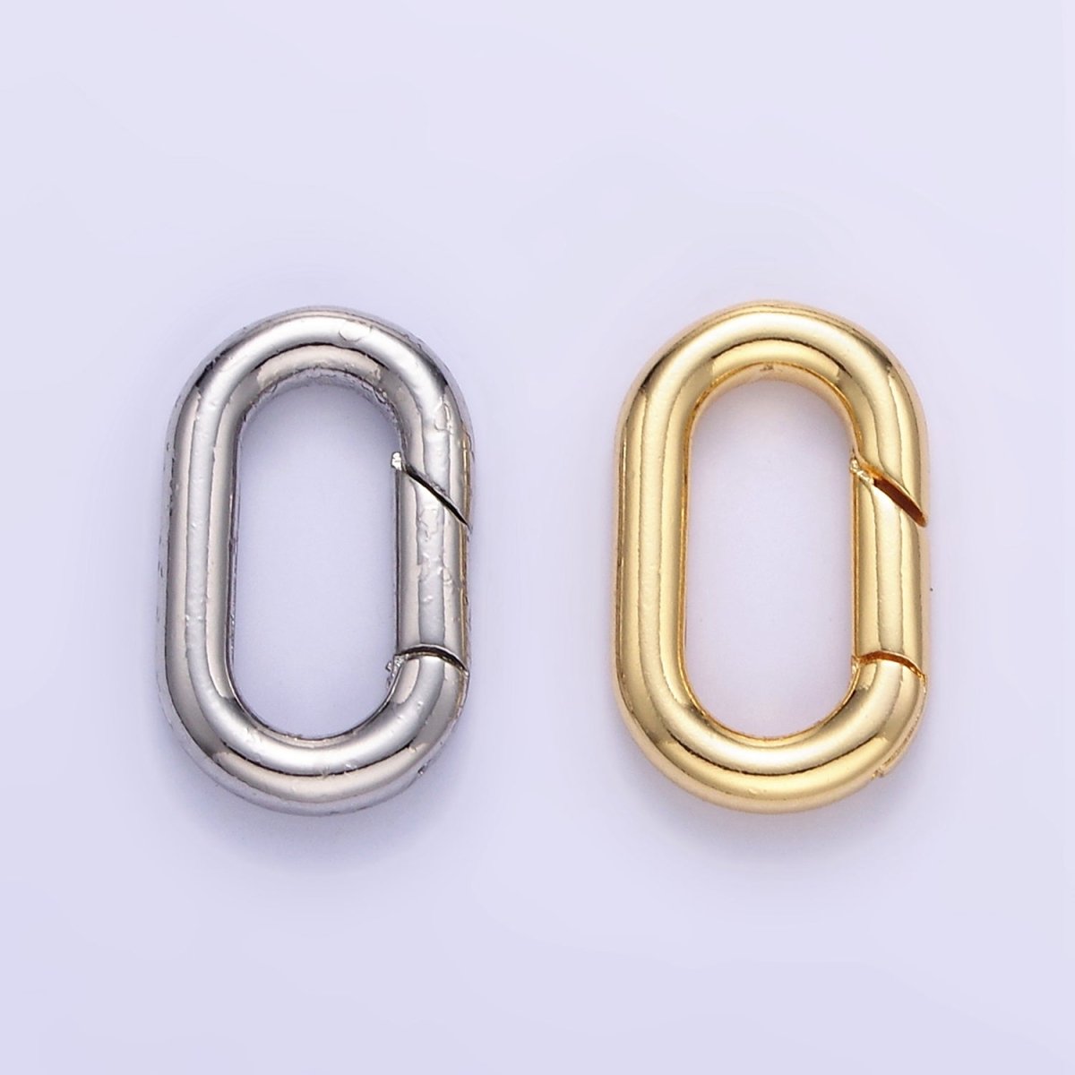 24K Gold Filled 15mm Oval Push Gate Enhancer Findings in Gold & Silver | L078 - DLUXCA