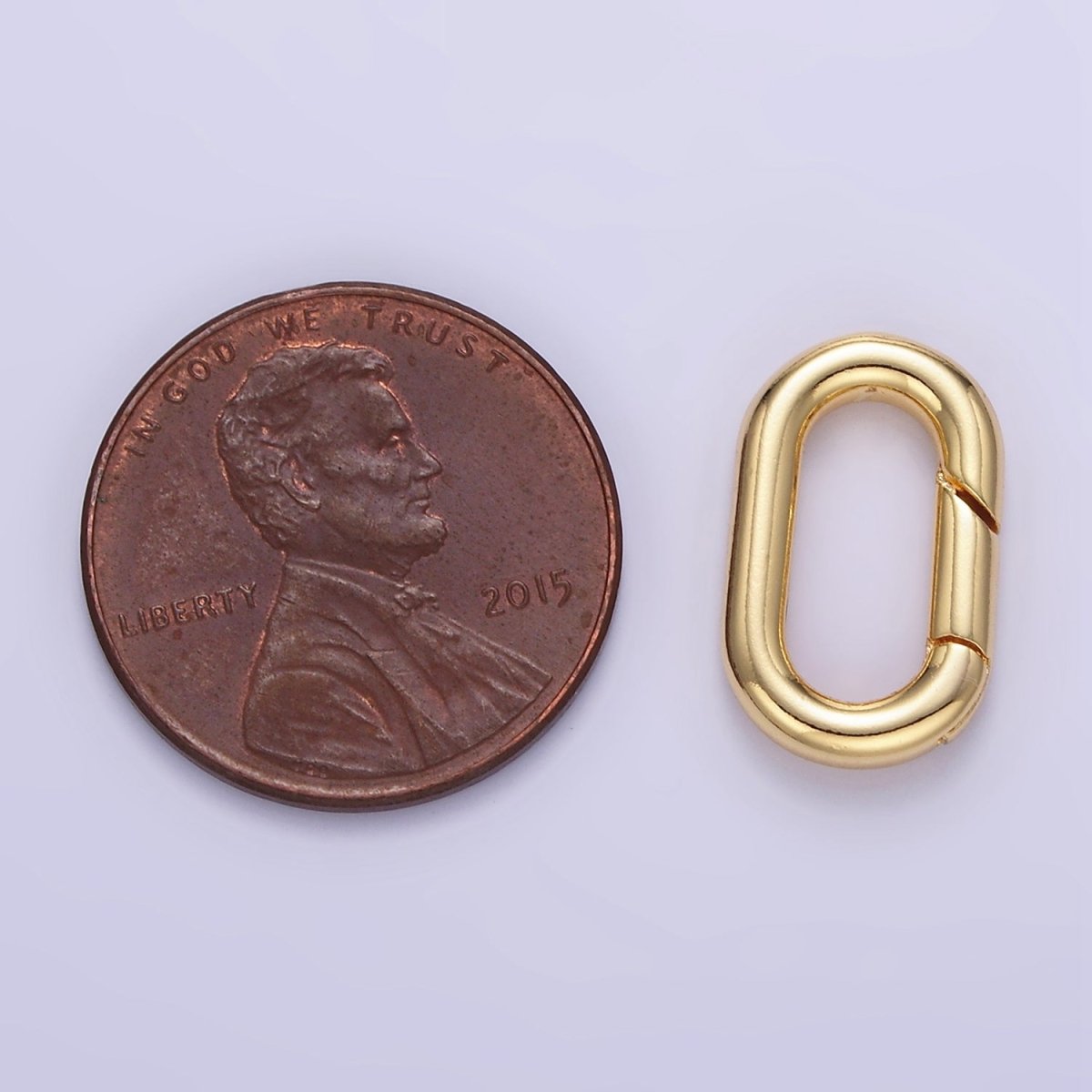 24K Gold Filled 15mm Oval Push Gate Enhancer Findings in Gold & Silver | L078 - DLUXCA